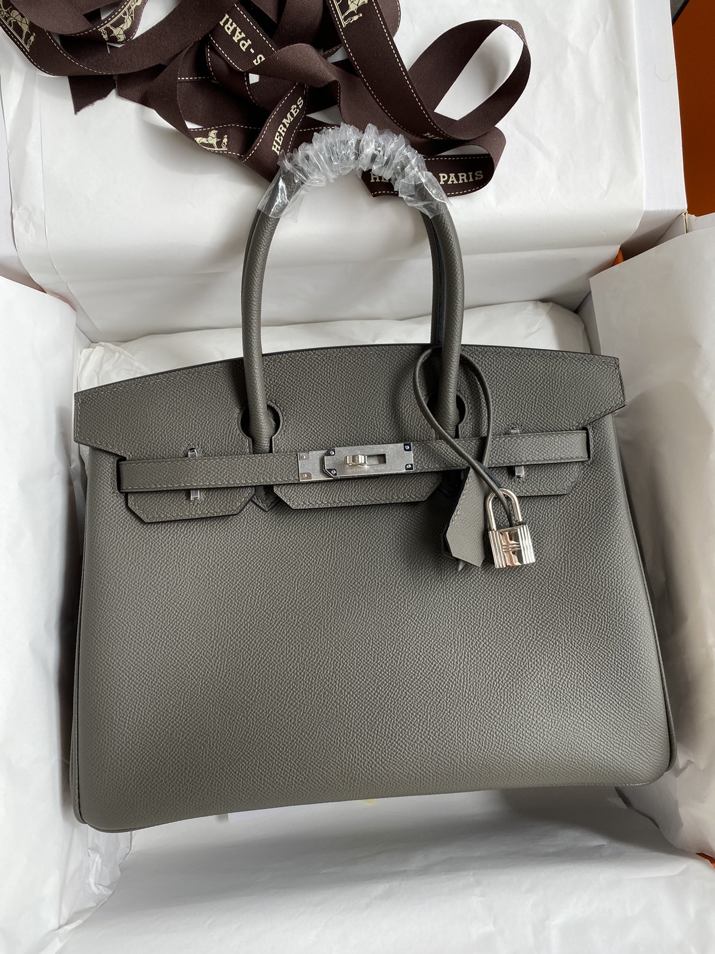 Hermes Birkin 30CM Epsom Leather Handbag Iron Grey